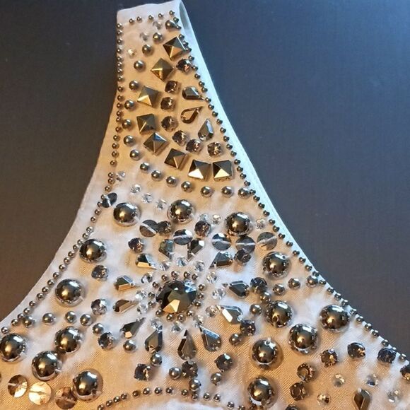 Laundry by Shelli Segal Embellished One Shoulder Satin Ivory White Dress Sz0 NWT - Picture 10 of 12